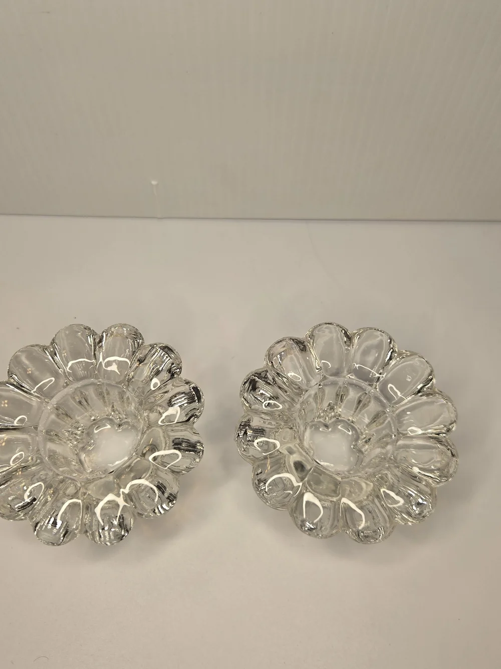 Vintage  INDONESIA Crystal Clear Glass Candle Holders (Pair)